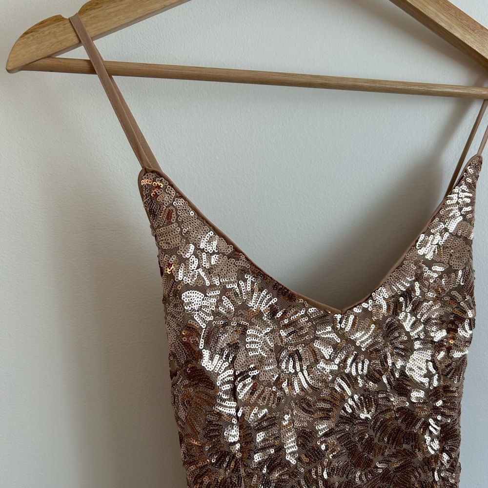 Sequin Slip Dress in Rose Gold
